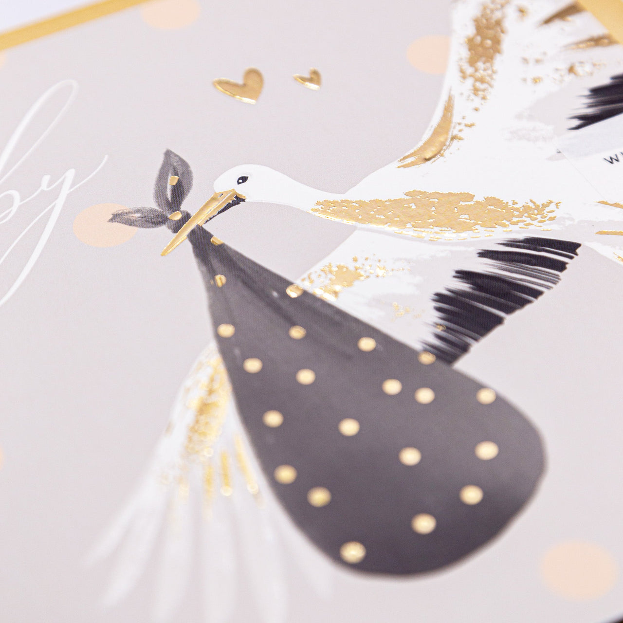Luxury Card - LN025 - Golden Stork New Baby Luxury Card - Golden Stork New Baby Card - Whistlefish