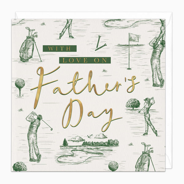 Greeting Card-H184 - Golf Toile Father's Day Card-Whistlefish