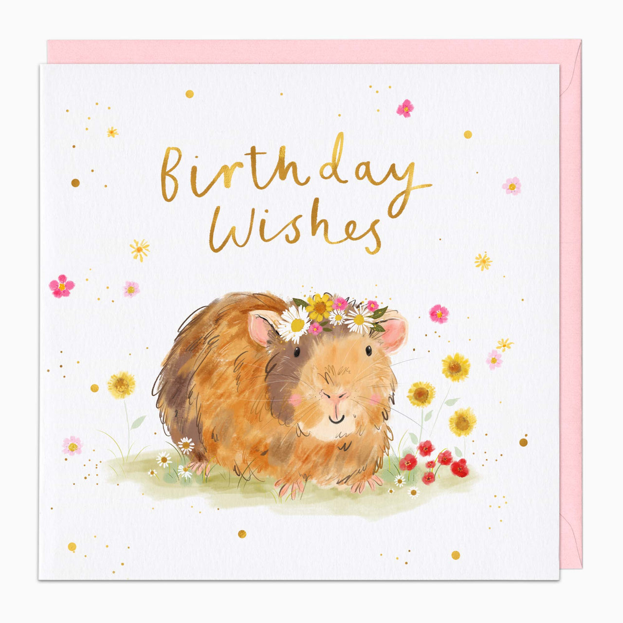 Greeting Card-G559 - Guinea Pig Flower Crown Birthday Card-Whistlefish