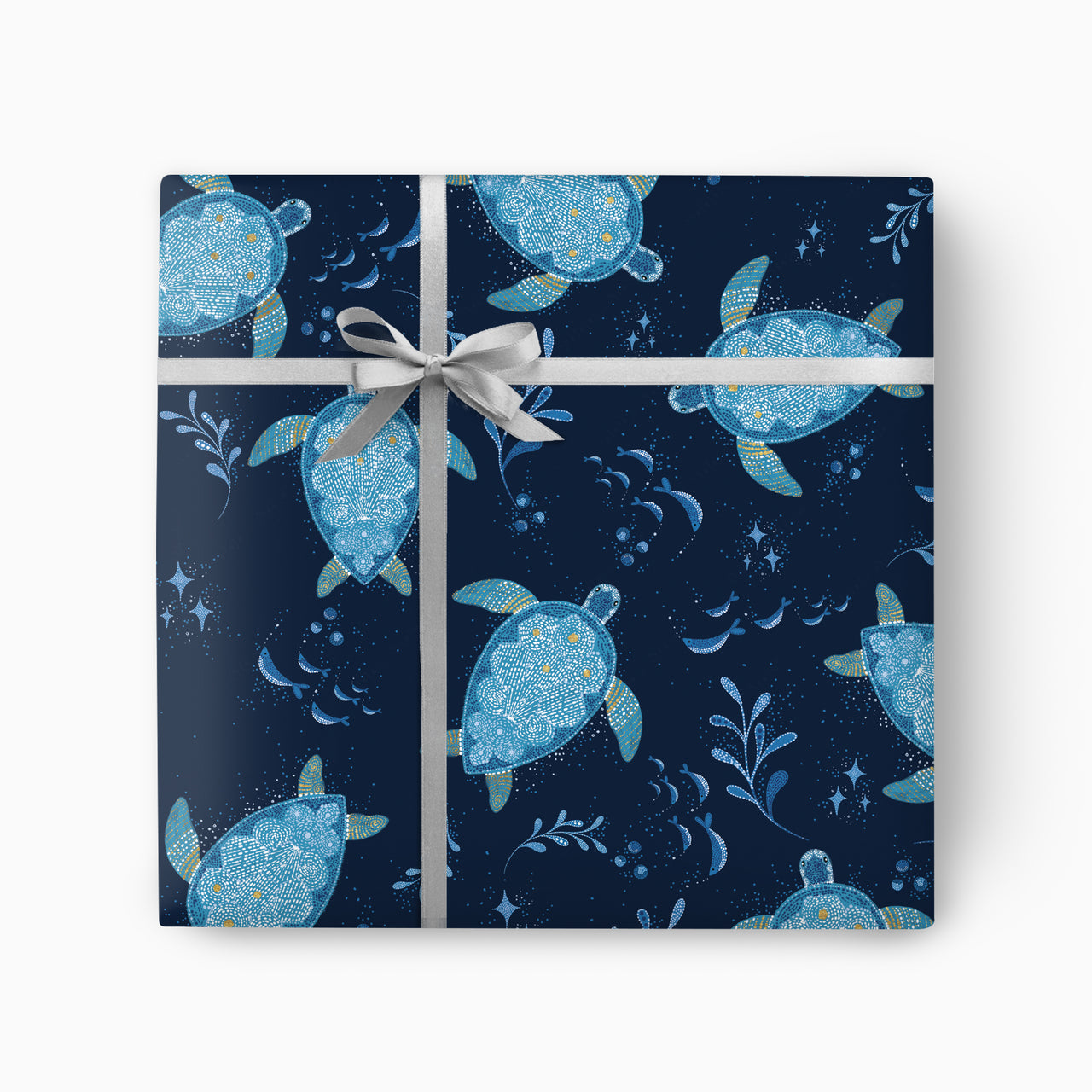 Wrapping Paper-GWP177 - Deep Indigo Ocean Turtles Wrapping Paper-Whistlefish