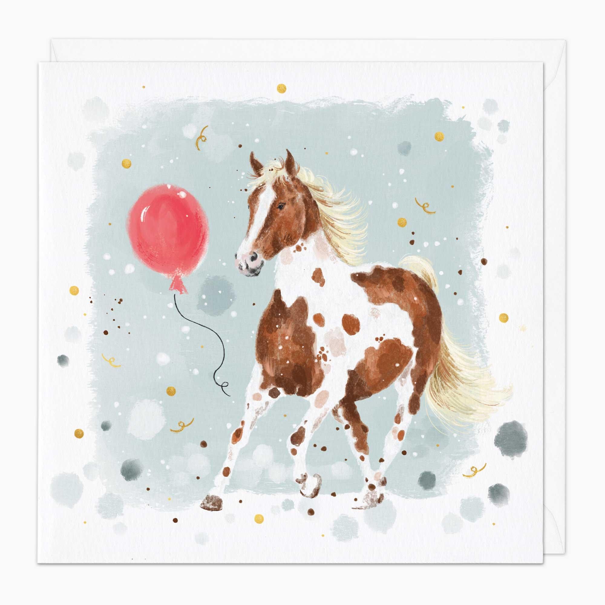 Greeting Card-G292 - Horse with Balloon Art Card-Whistlefish
