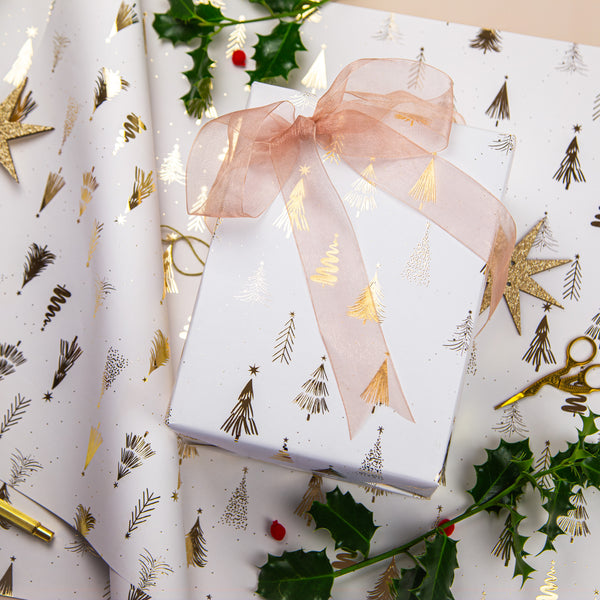 FCWP009 - Golden Pines Foiled Wrapping Paper Sheet