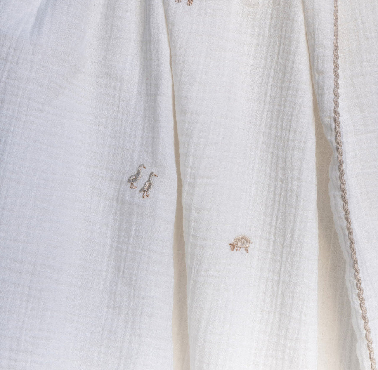Organic Baby Muslins-EMBLFA - Little Farm Embroidered Muslin Blanket-Avery Row
