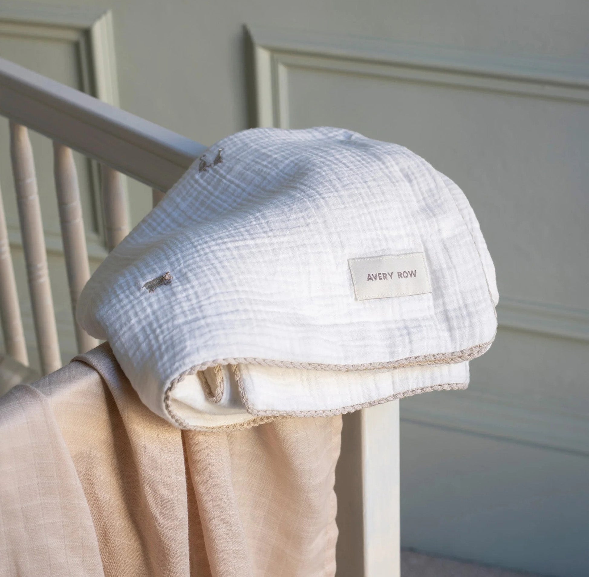 Organic Baby Muslins-EMBLFA - Little Farm Embroidered Muslin Blanket-Avery Row
