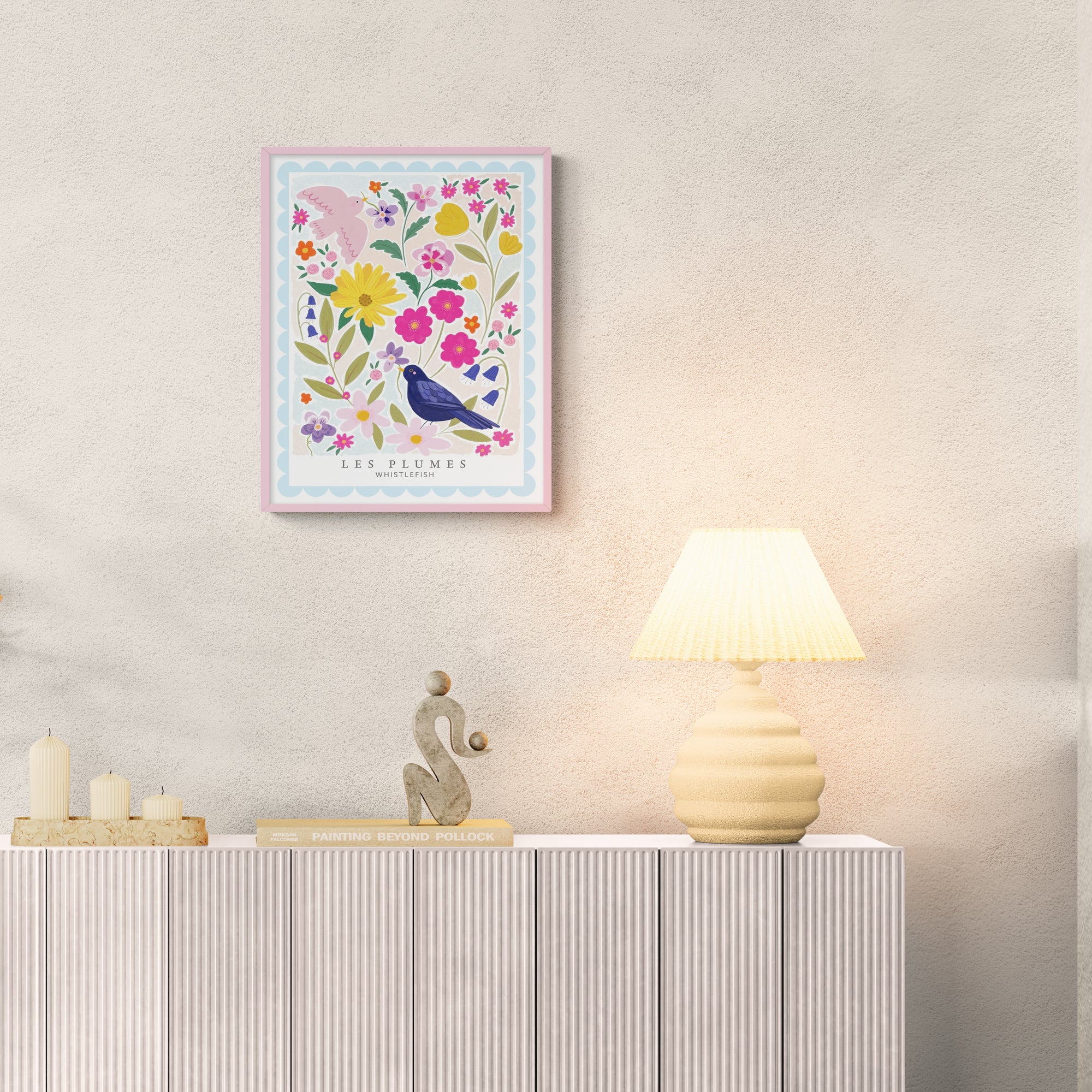 Les Rose Plumes Framed Print - Whistlefish