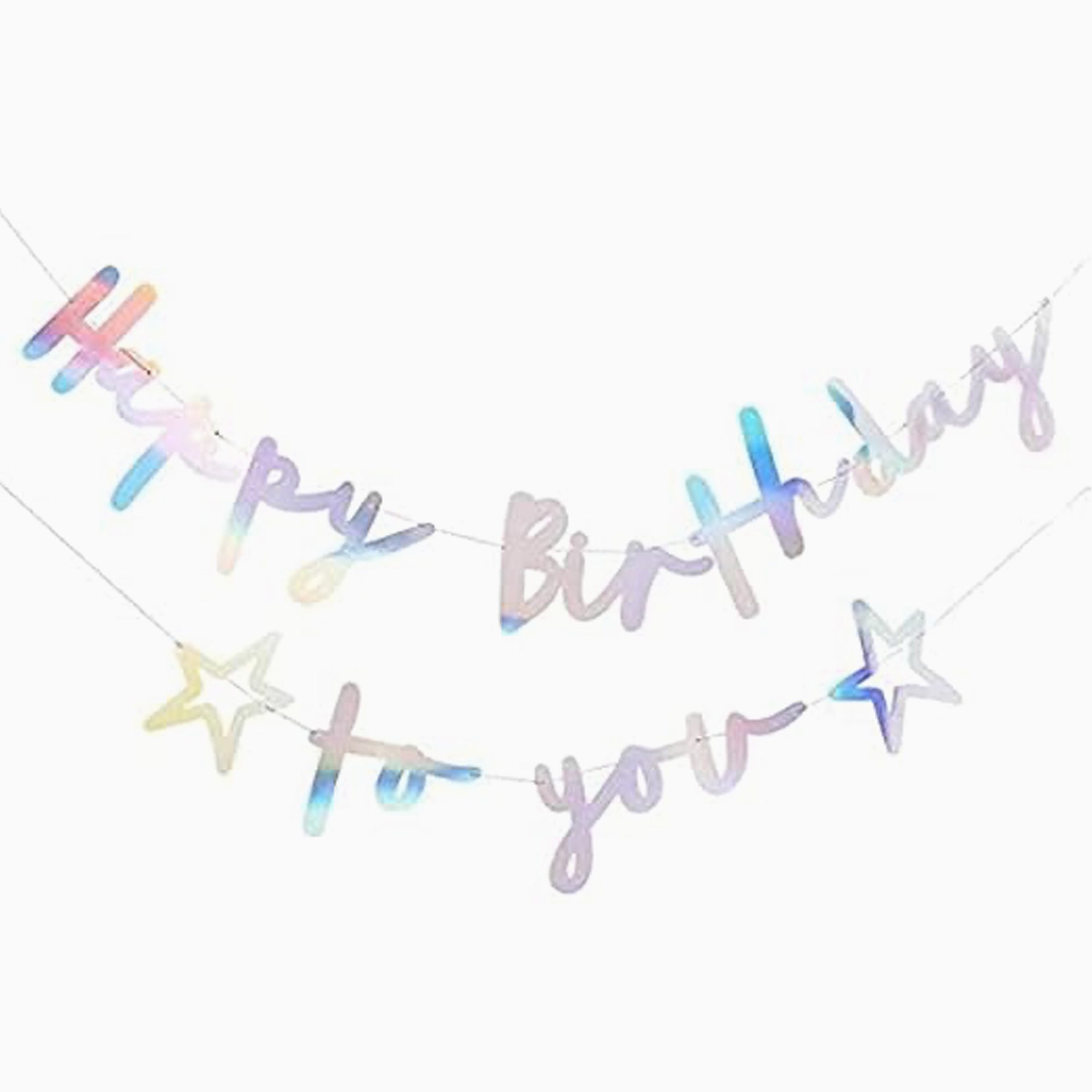 Banner-HBMM1117 - Iridescent Happy Birthday Card Banner-Hootyballoo