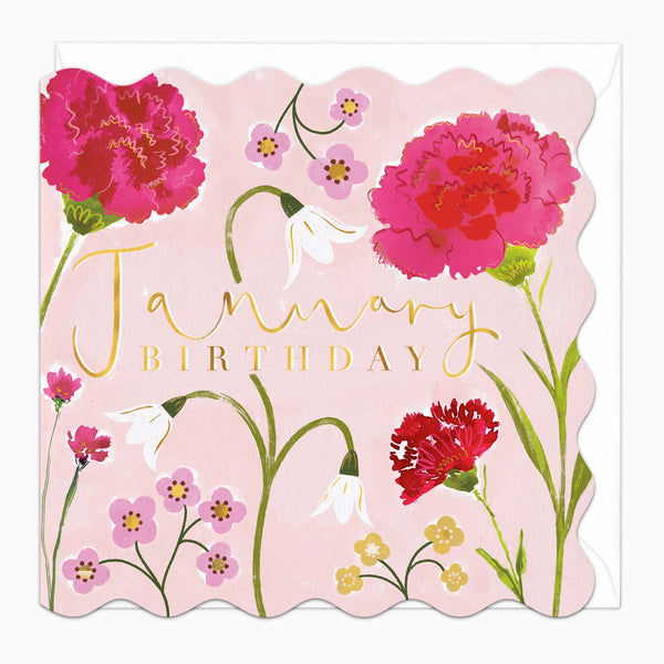 January Floral Birthday Card - Whistlefish