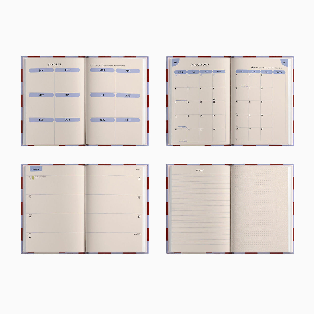 Diary-DIARY-A5-BUC - 2027 Blue Berry Check A5 Diary-Good Tuesday