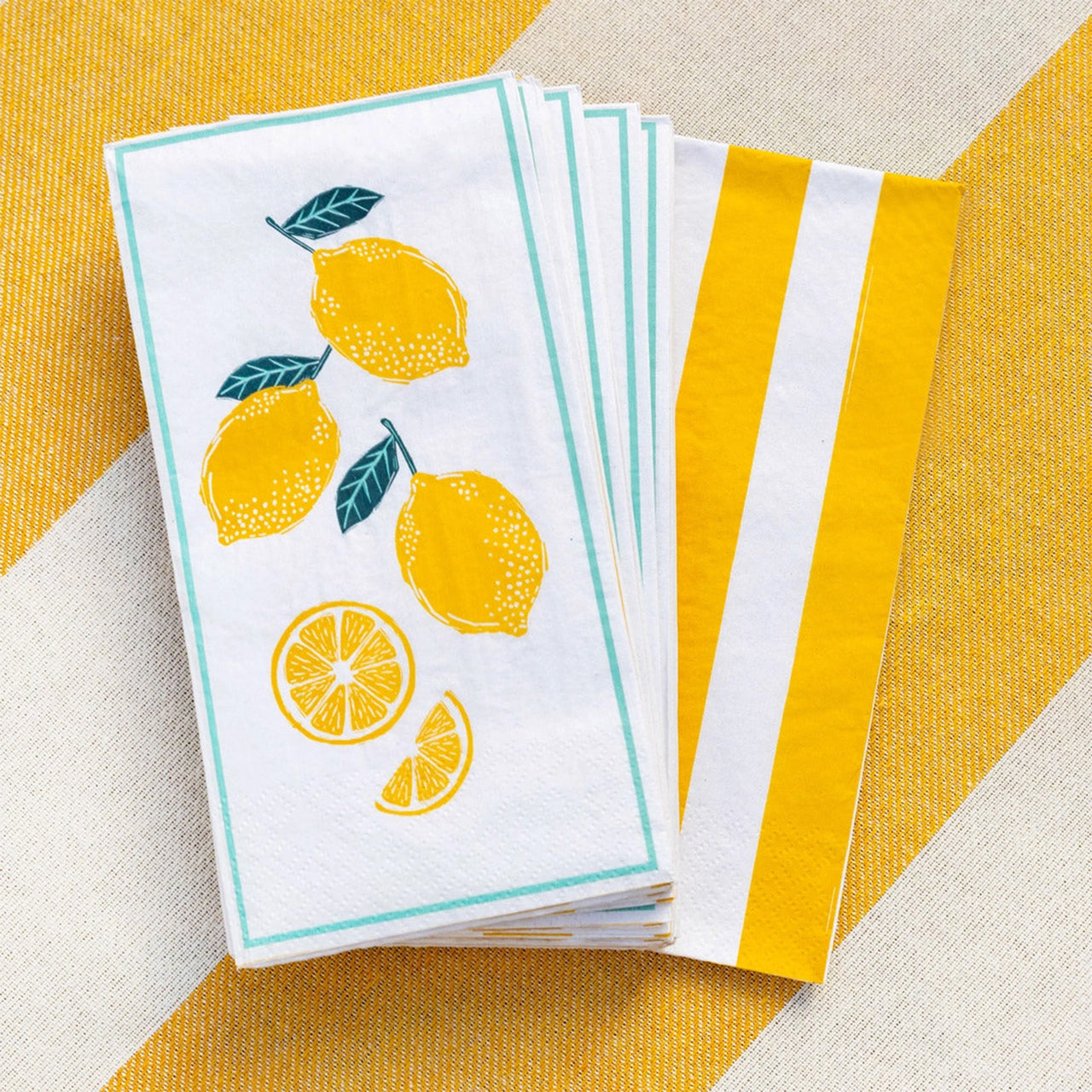 Paper Napkins-LONGNAP-LEM - Lemon Paper Napkins 16 Pack-Talking Tables
