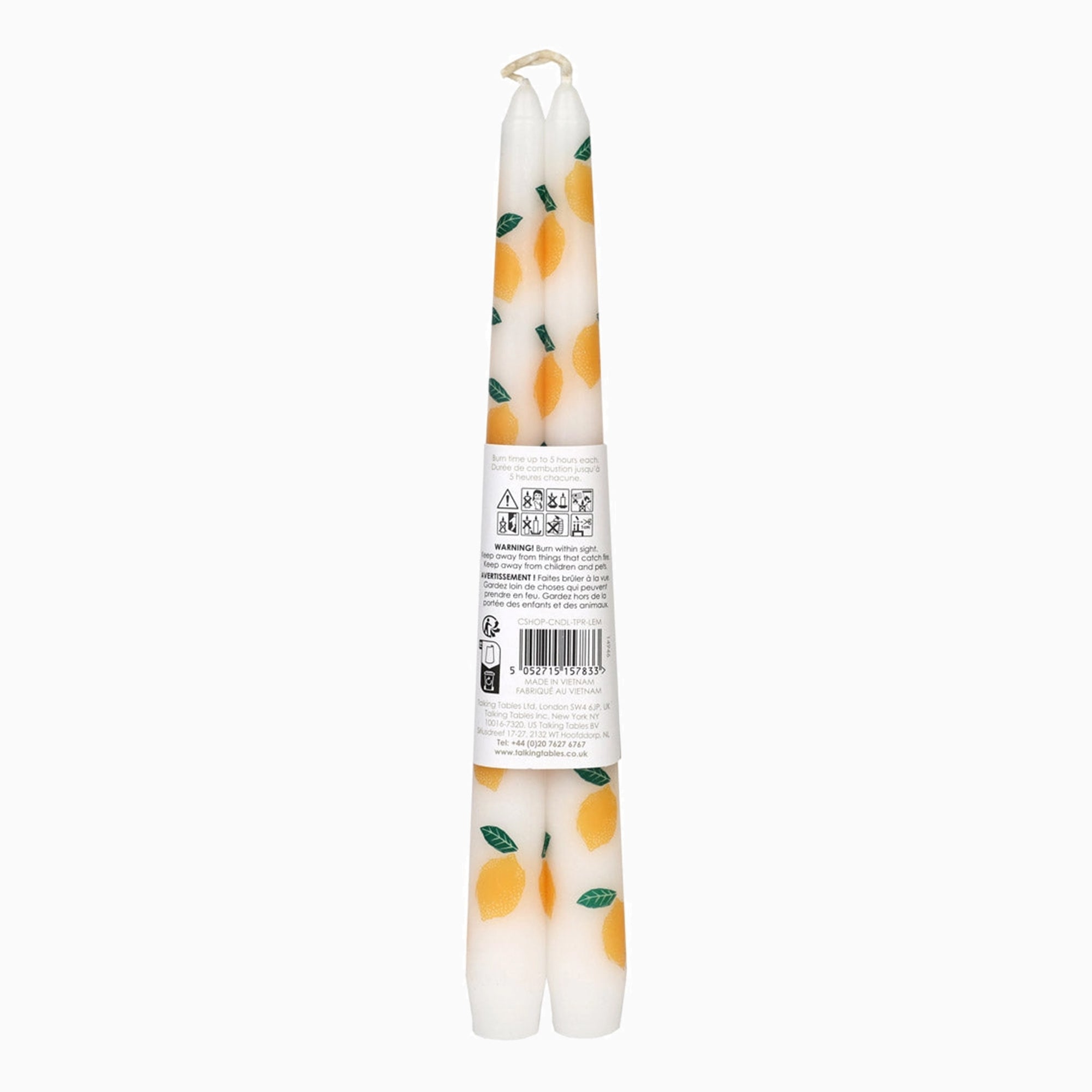 Candle Set-CNDL-LEM - Lemon Taper Dinner Candles 2 Pack-Talking Tables