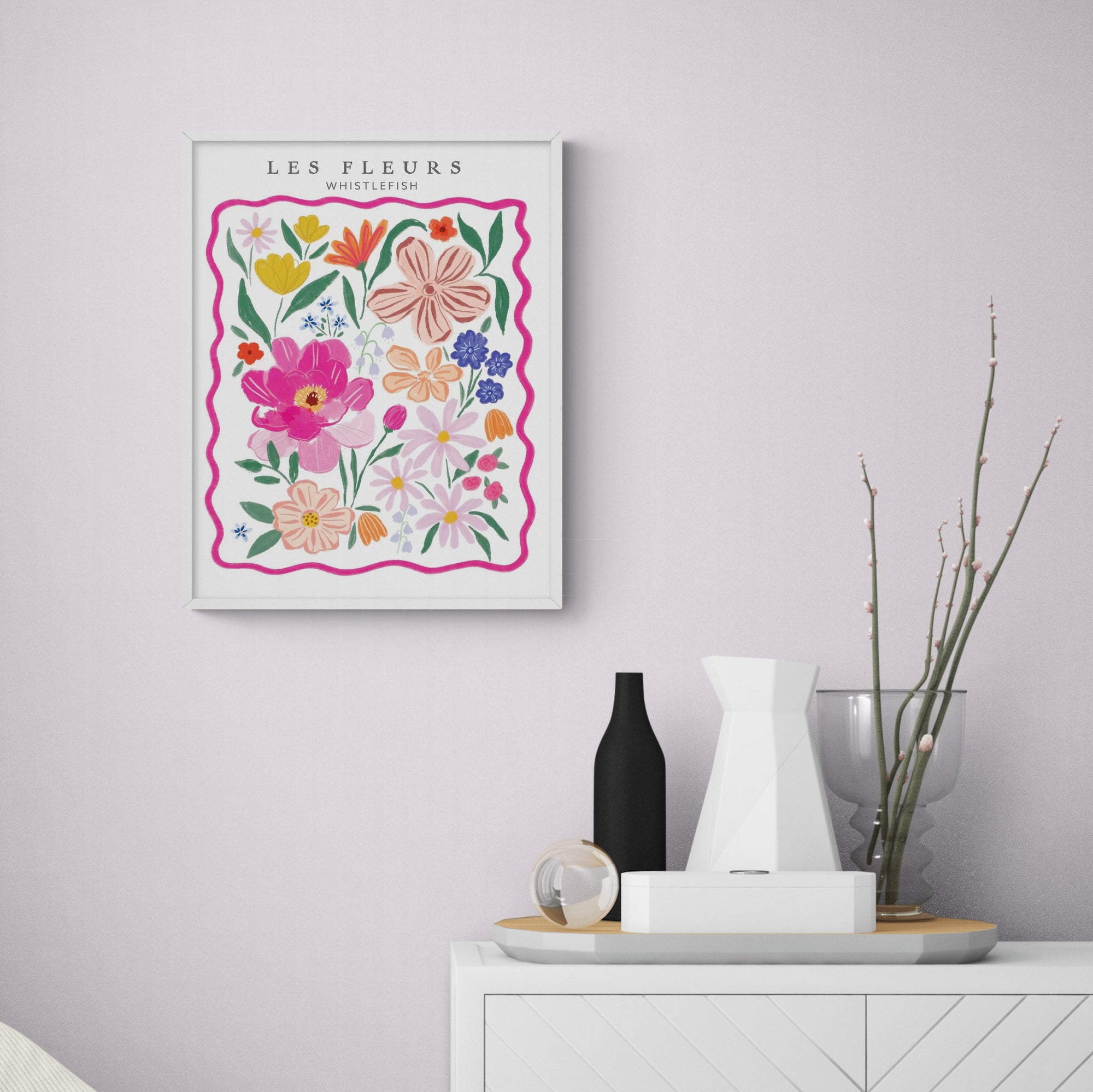 Les Fleurs Pink Framed Print - Whistlefish