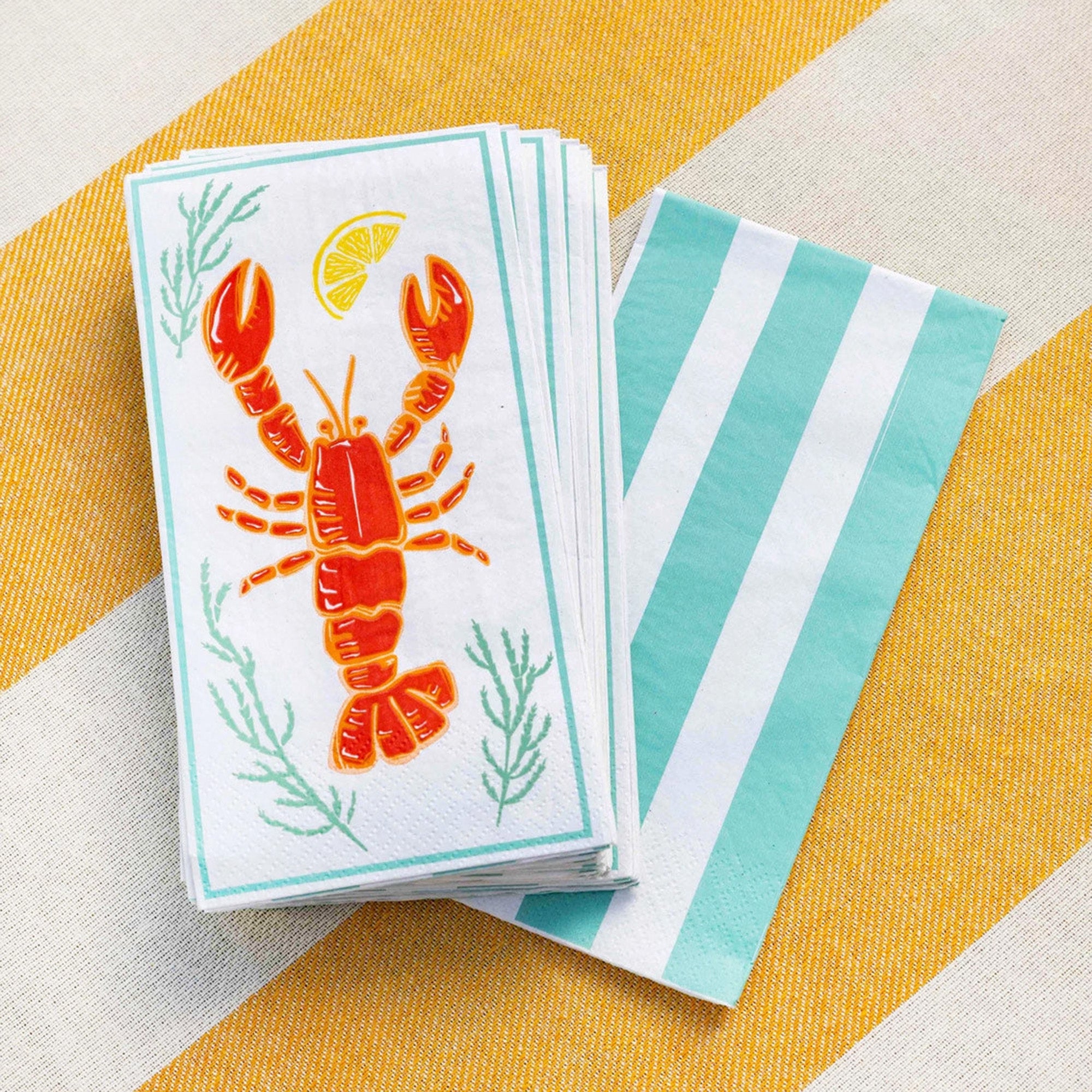 Paper Napkins-LONGNAP-LOBSTER - Lobster Paper Napkins 16 Pack-Talking Tables