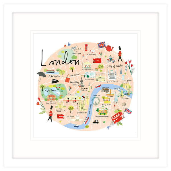 London Map Framed Print Medium - Whistlefish