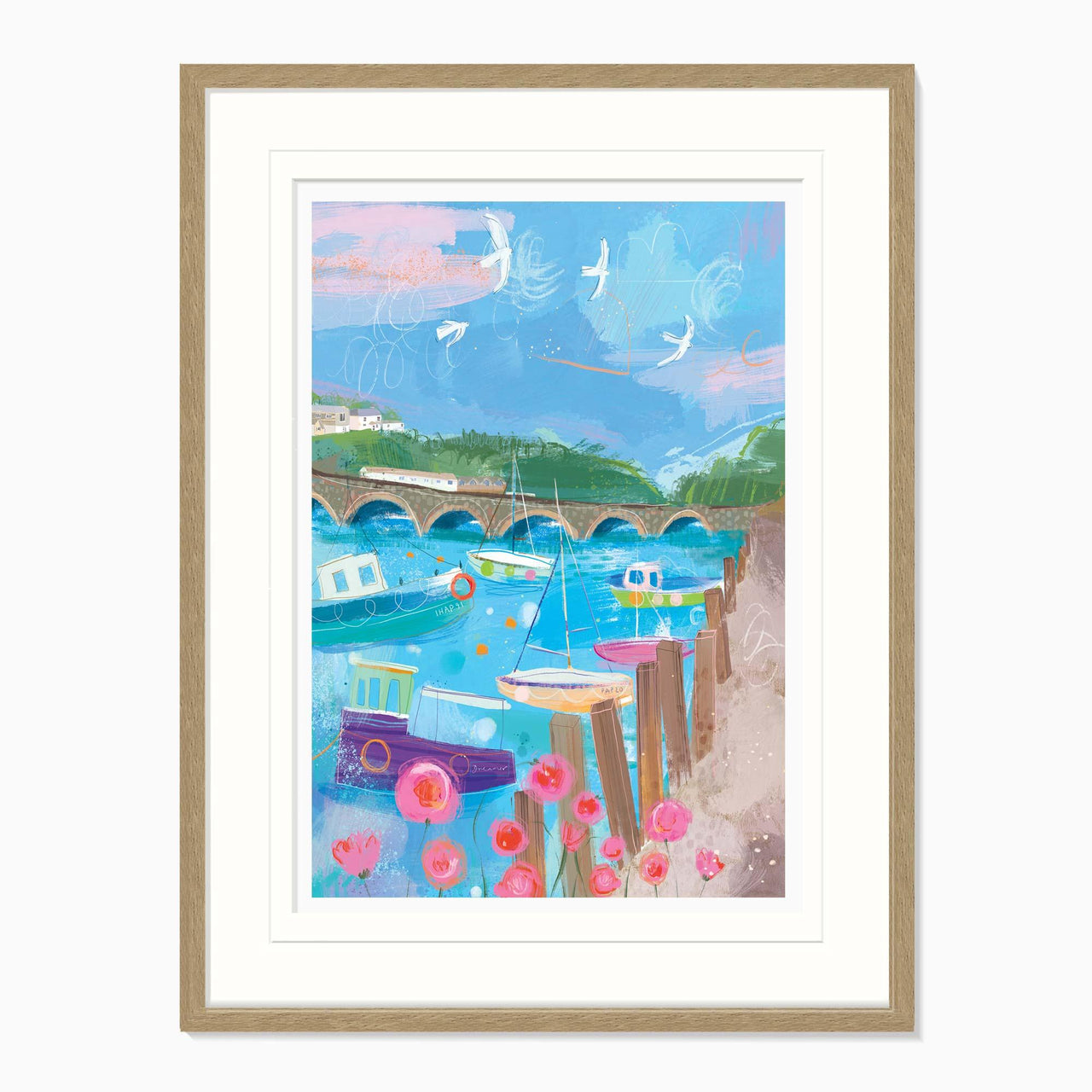 Framed Print-WF1220F - Looe Harbour Breeze Framed Print-Whistlefish