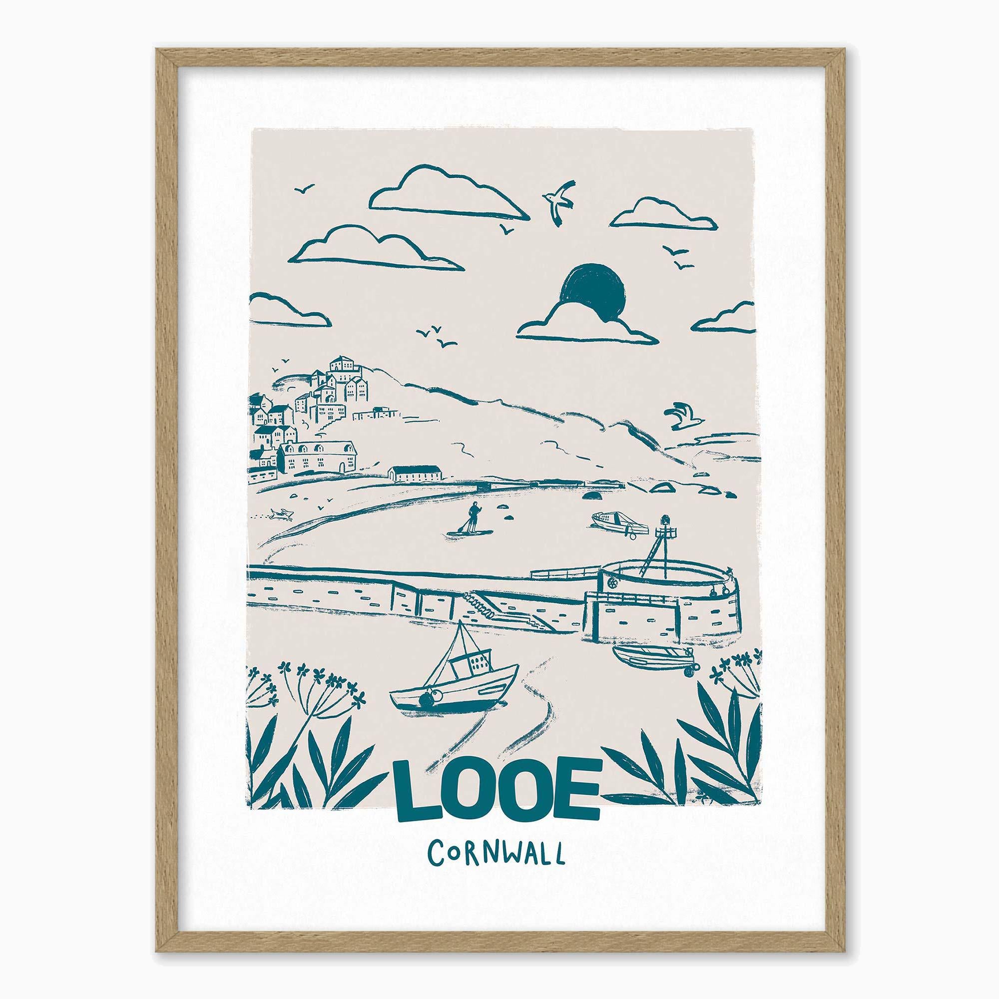 Framed Print-WF1259F - Looe Small Framed Print-Whistlefish