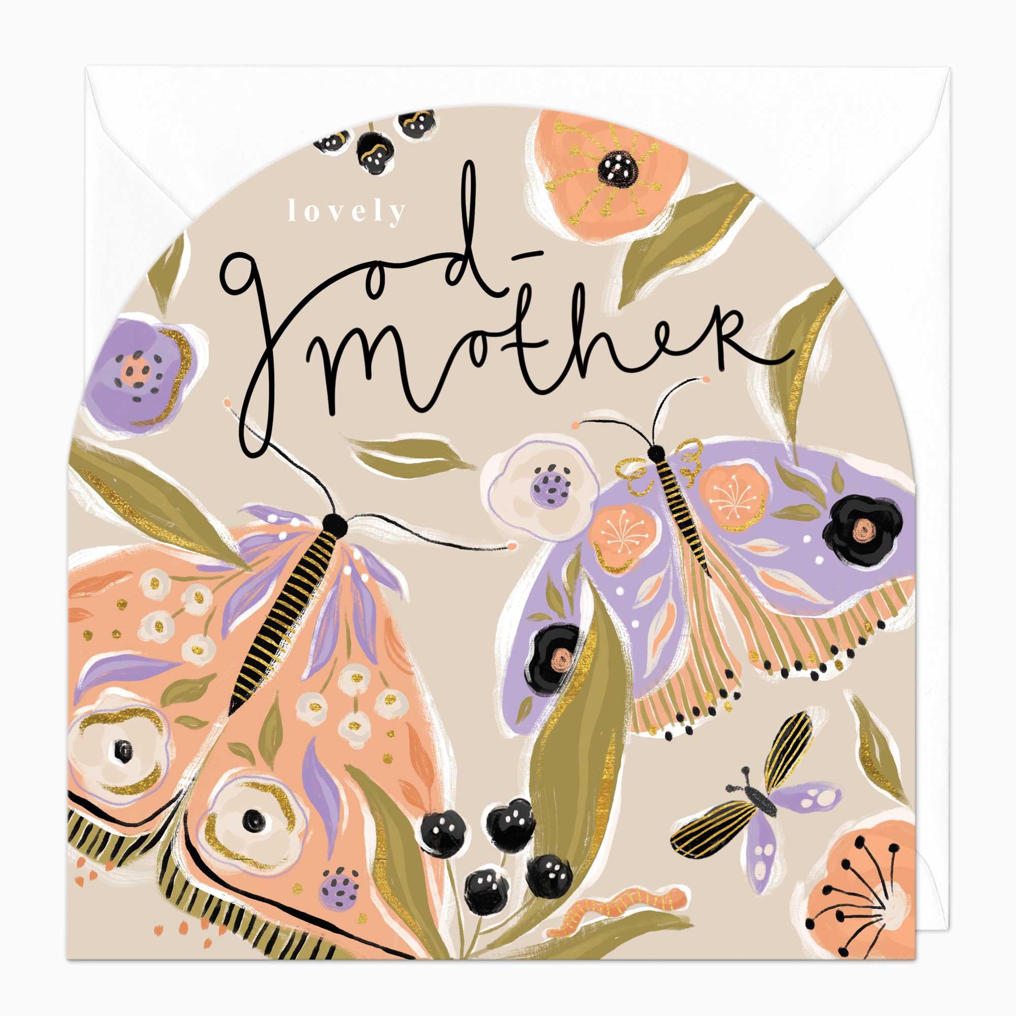 Greeting Card-F350 - Lovely God-Mother Moths Arch Card-Whistlefish