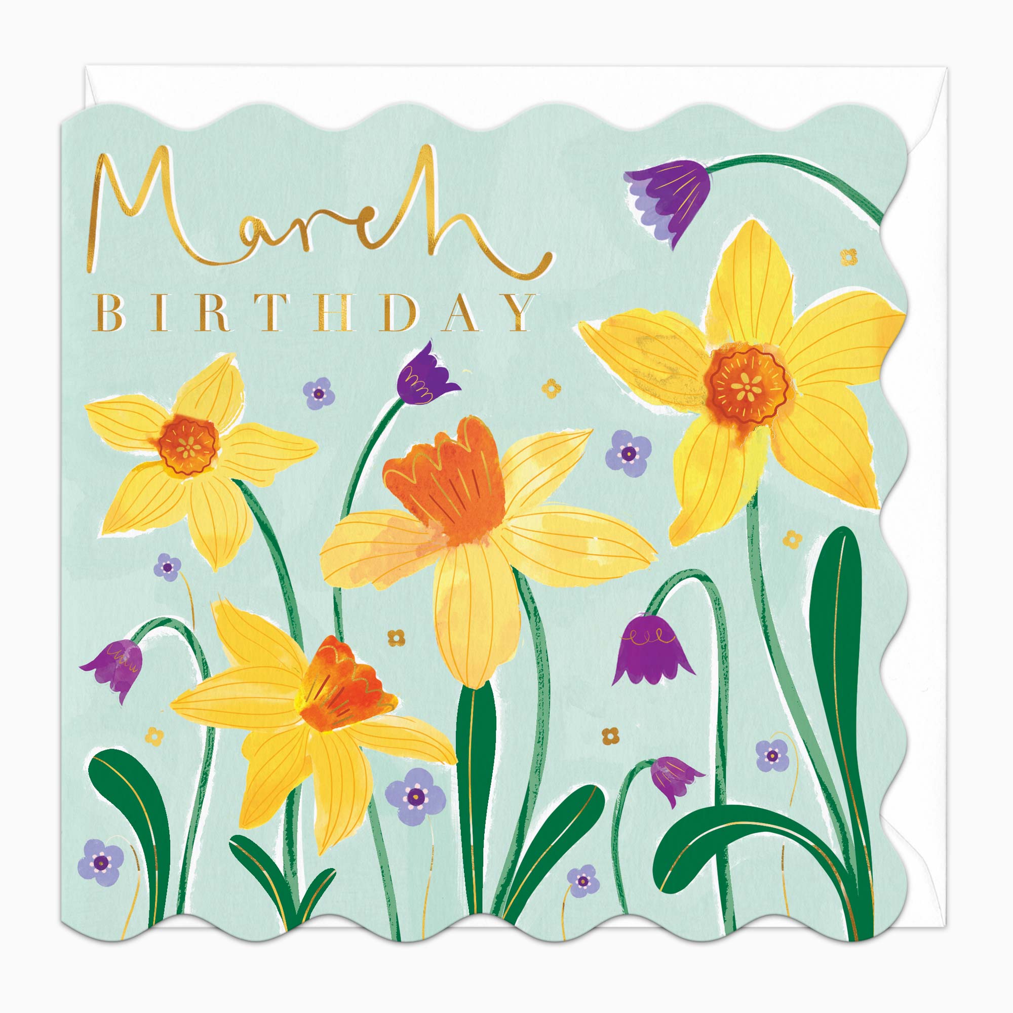 Greeting Card-H016 - March Floral Birthday Card-Whistlefish