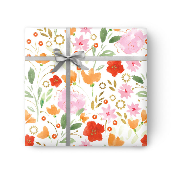 Mixed Floral Red Wrapping Paper - Whistlefish