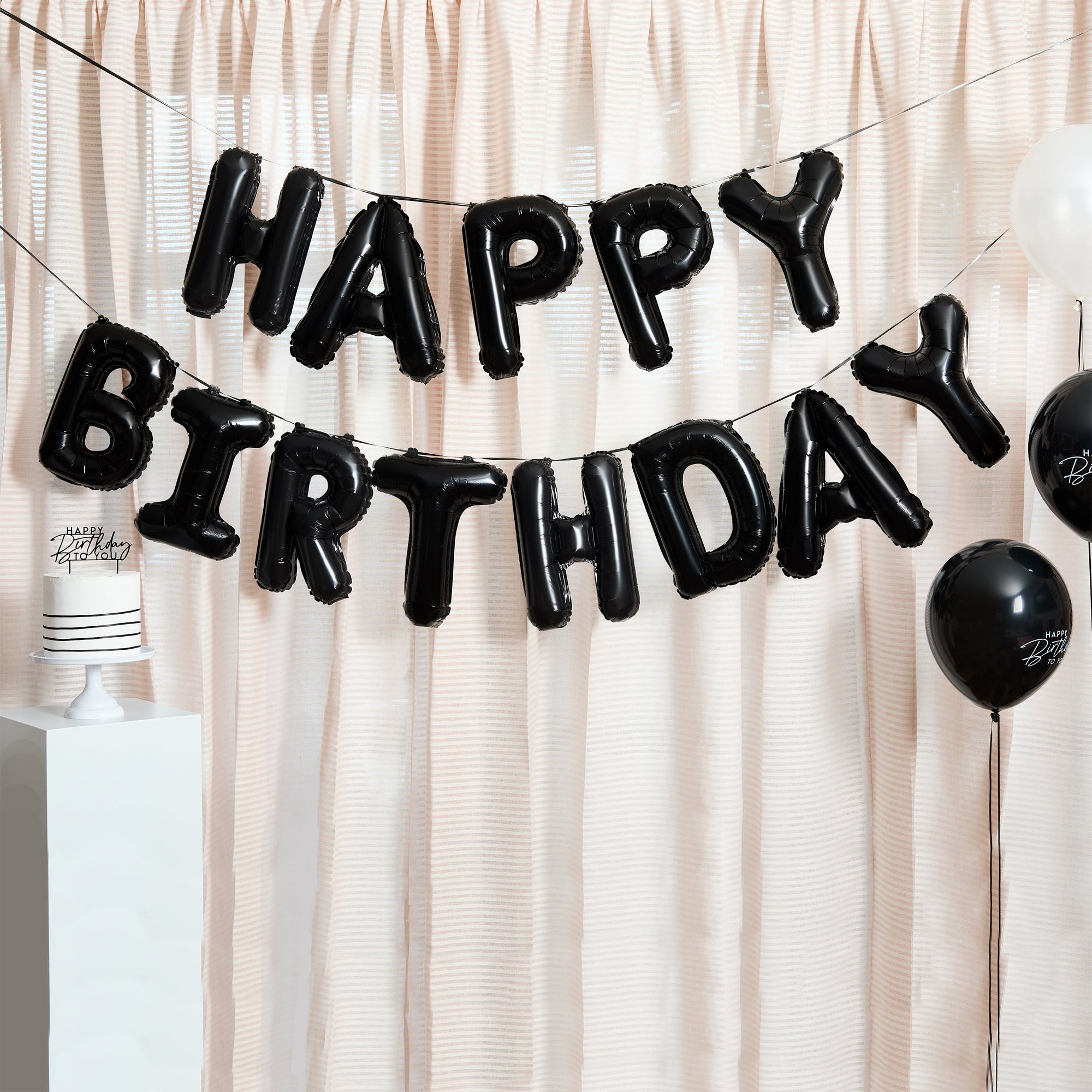 Balloon Bunting-HBMP121 - Monochrome Birthday 16" Balloon Garland-Hootyballoo