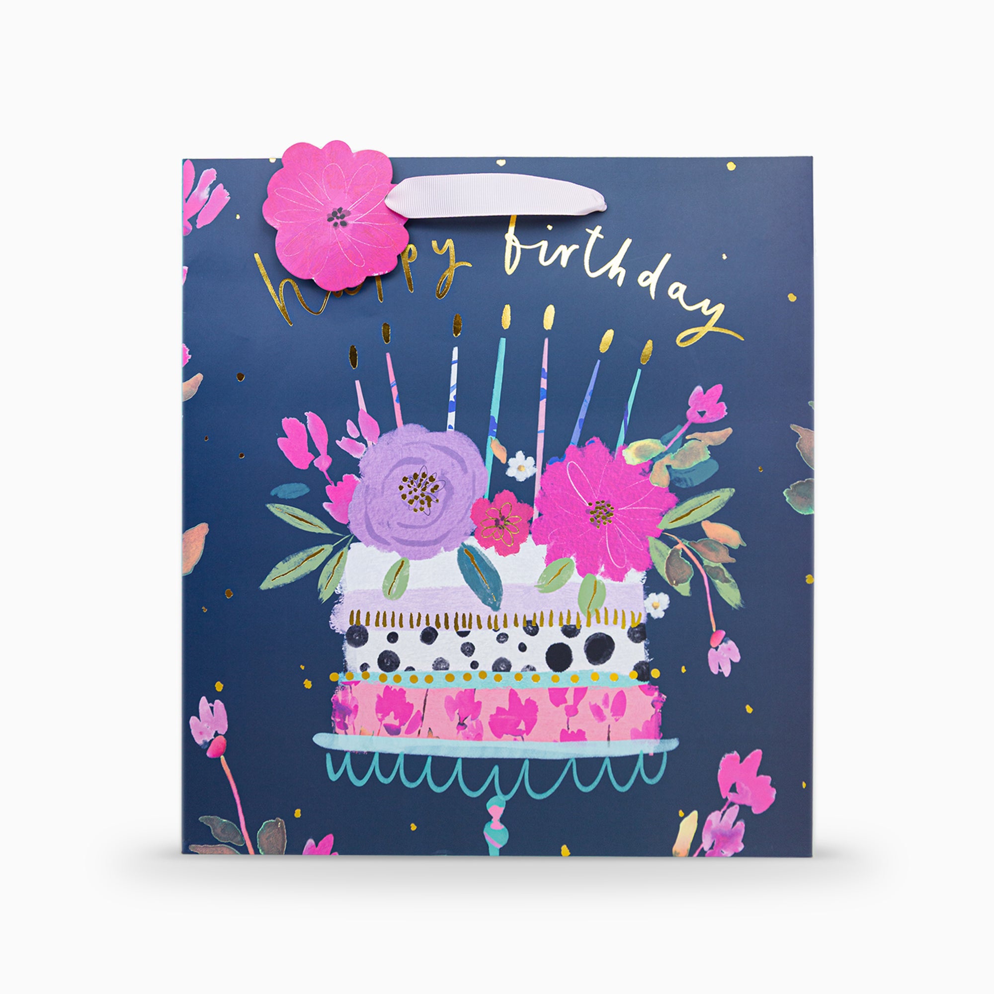 Gift Bag-WGB12LB - Navy Cake Birthday Large Gift Bag-Whistlefish