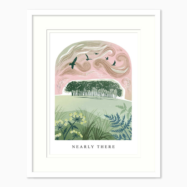 Framed Print-WF1221F - Nearly There Lino Small Framed Print-Whistlefish