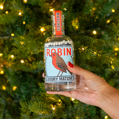 GB121 - The Robin Glass Bottle Christmas Safety Matches