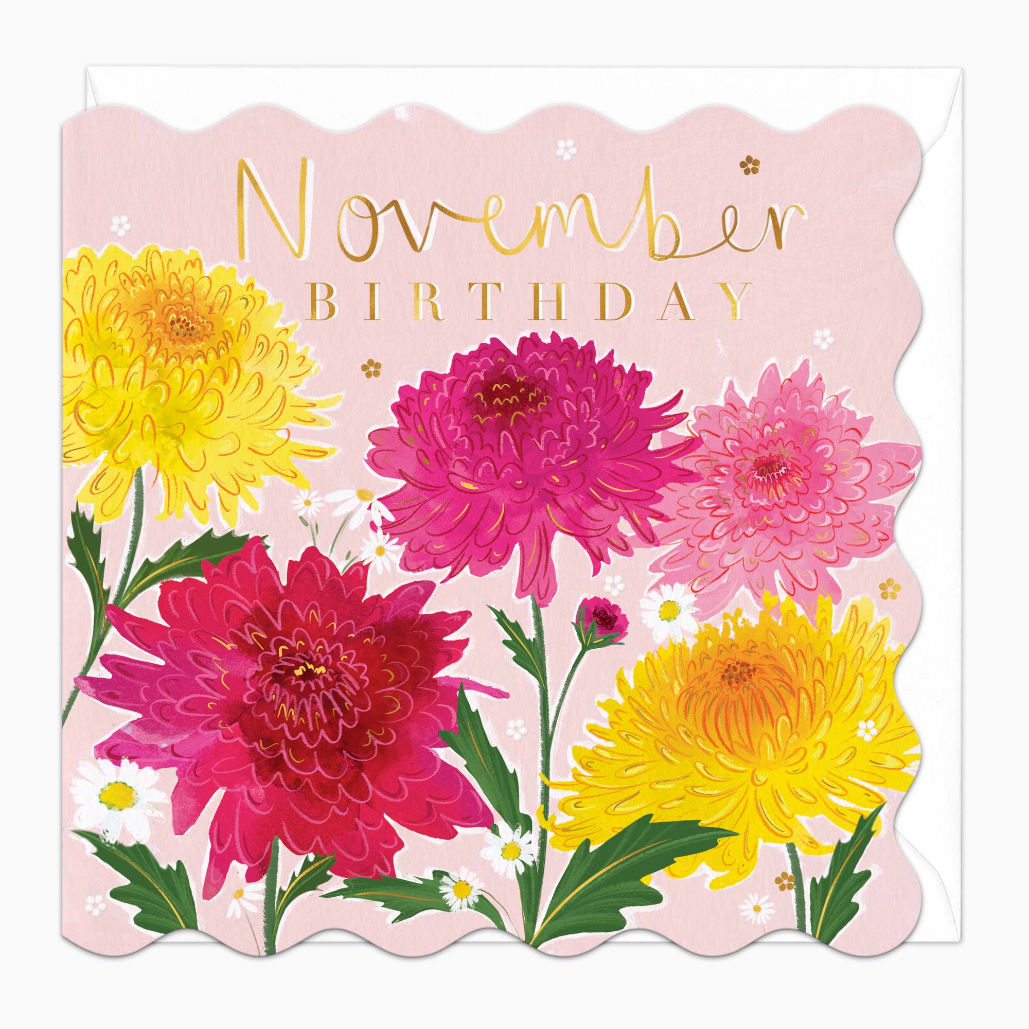 Greeting Card-H024 - November Floral Birthday Card-Whistlefish