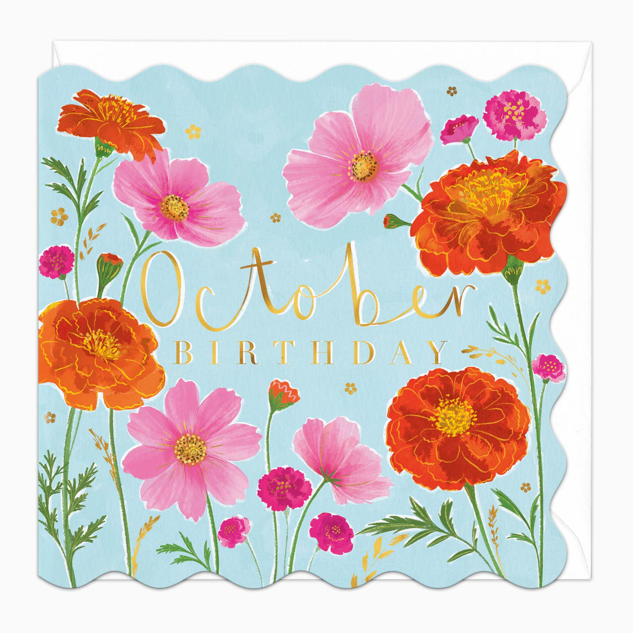 Greeting Card-H023 - October Floral Birthday Card-Whistlefish