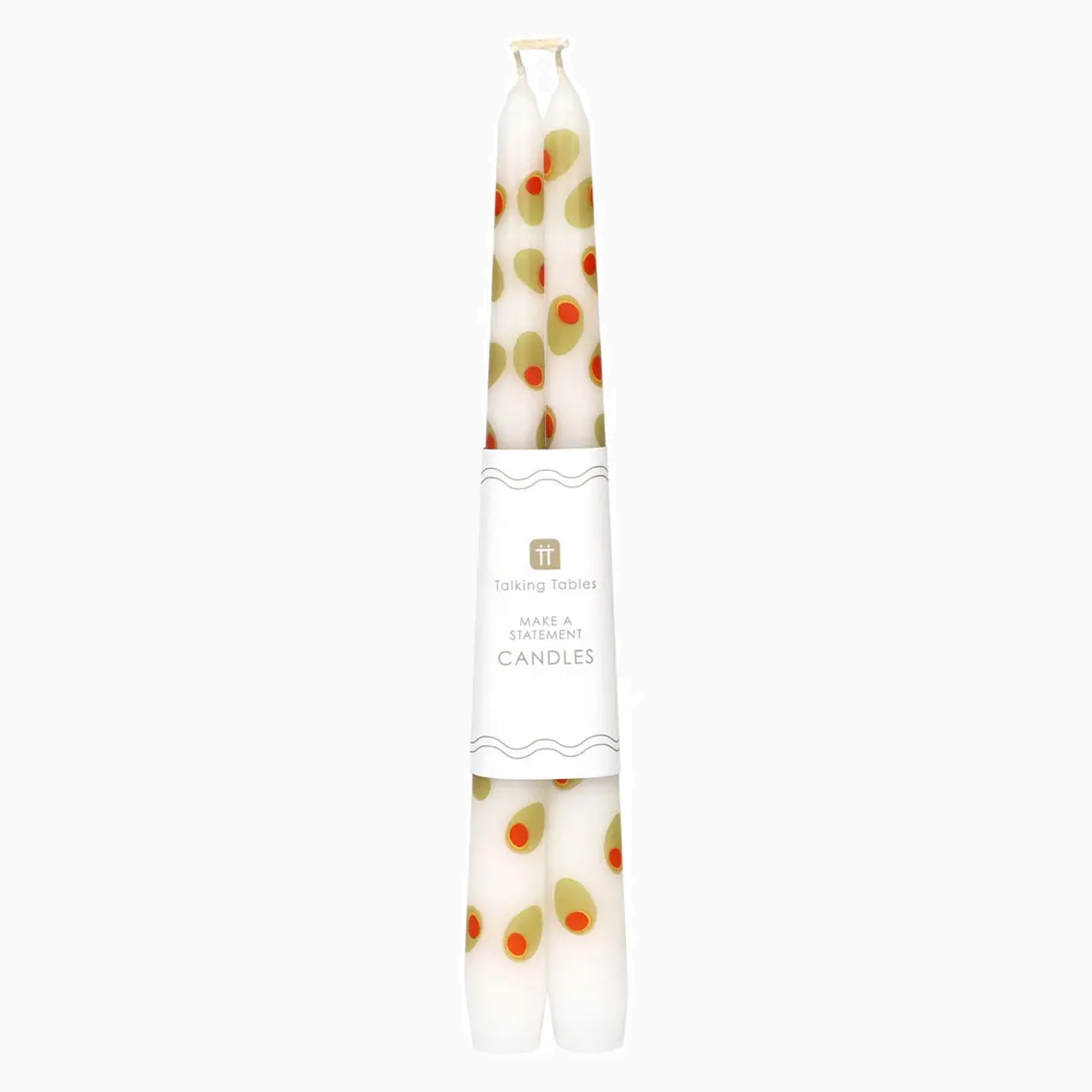 Candle Set-CNDL-OLIVE - Olive Taper Dinner Candles 2 Pack-Talking Tables