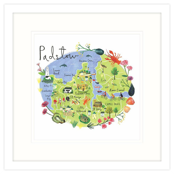 Padstow Map Framed Print - Whistlefish