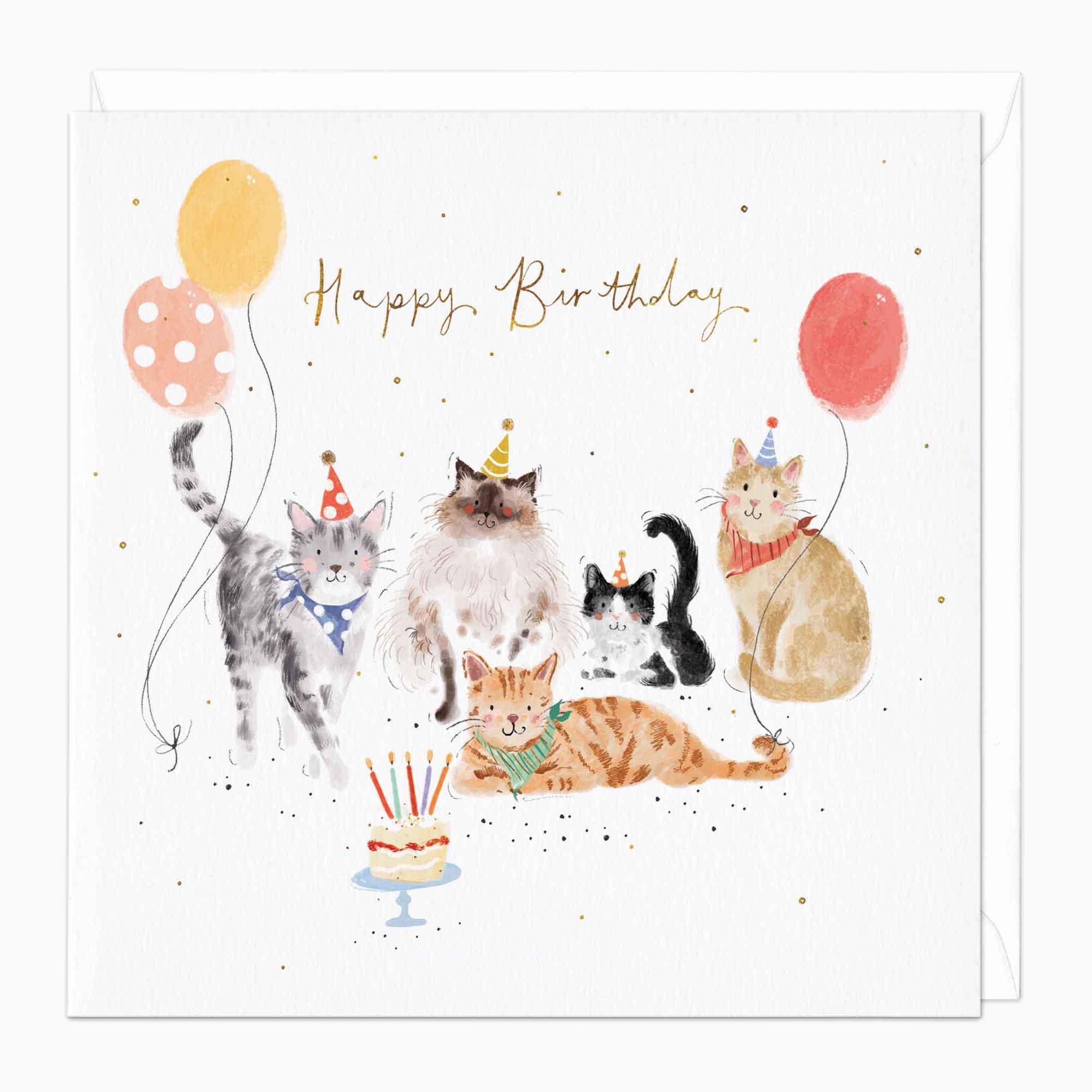 Greeting Card-F389 - Party Cats Birthday Card-Whistlefish