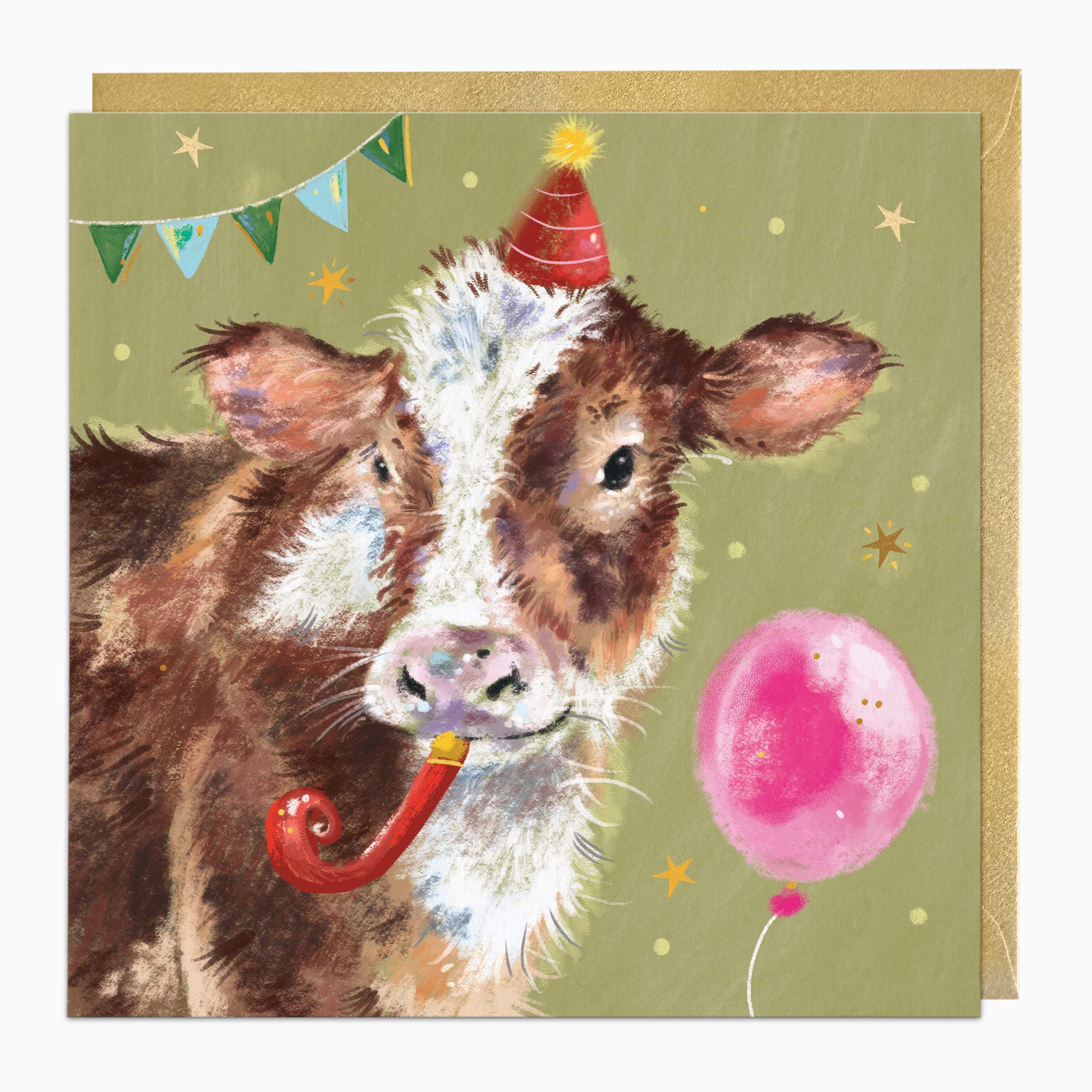 Greeting Card-H038 - Party Cow Birthday Card-Whistlefish