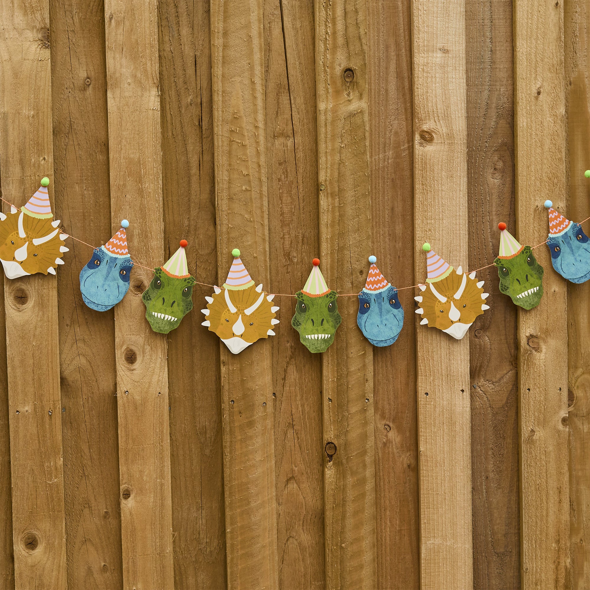 Garland-HBPD100 - Party Dinosaur Card Garland-Hootyballoo