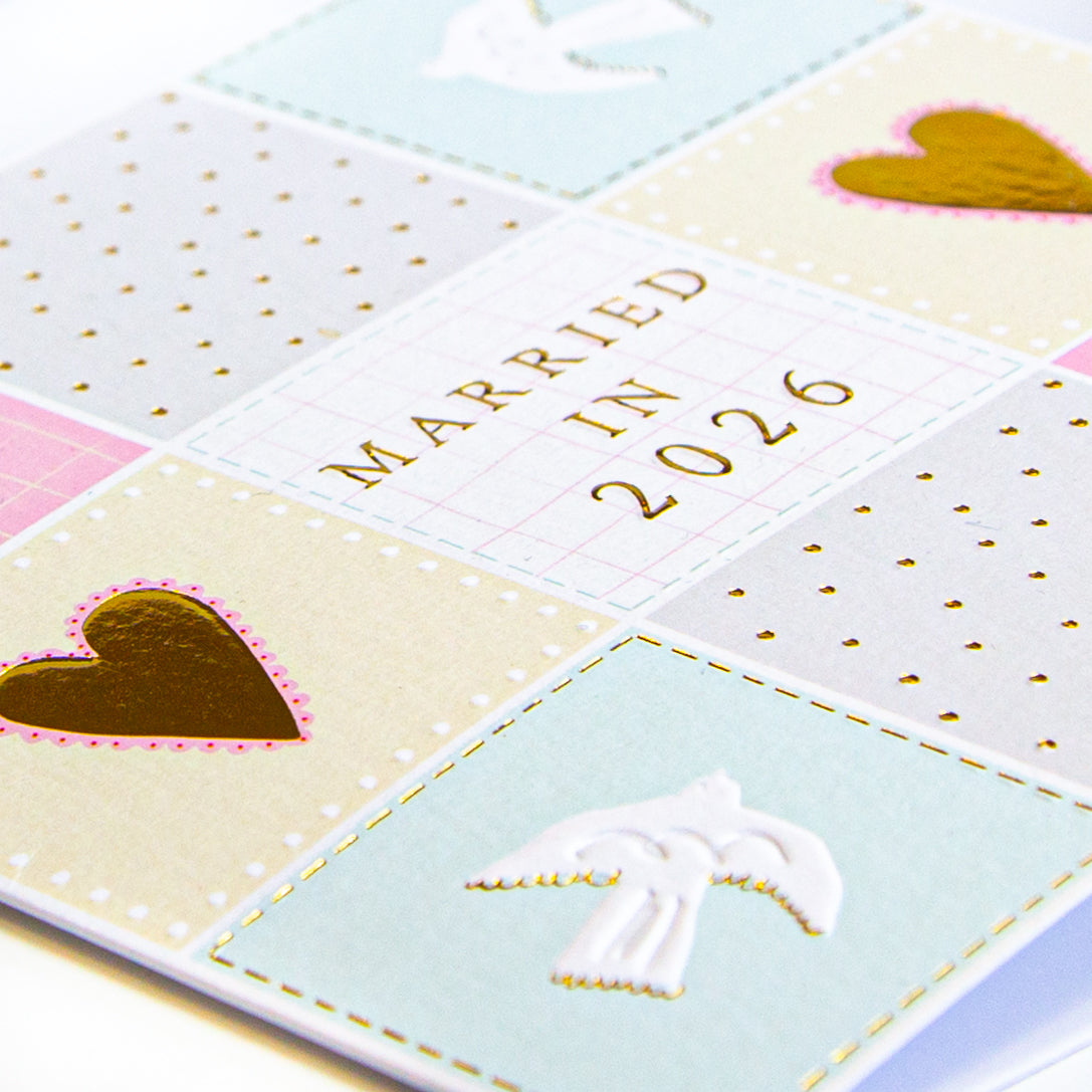 Greeting Card-G550 - Pastel Block Married in 2026 Card-Whistlefish