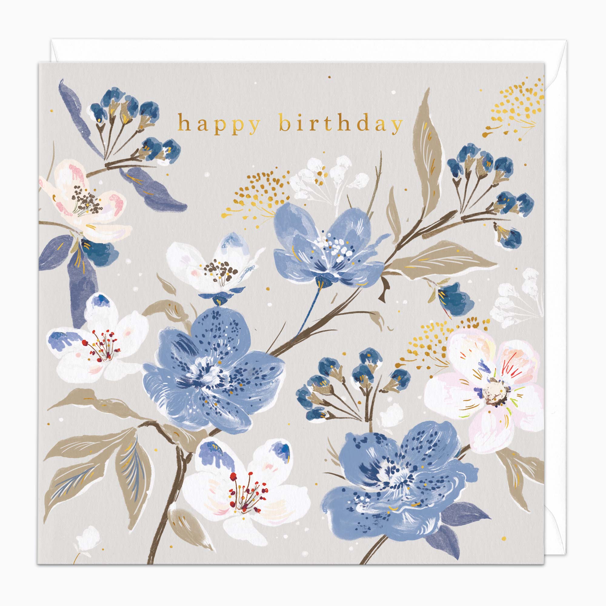 Greeting Card-H141 - Peony Blooms Birthday Card-Whistlefish