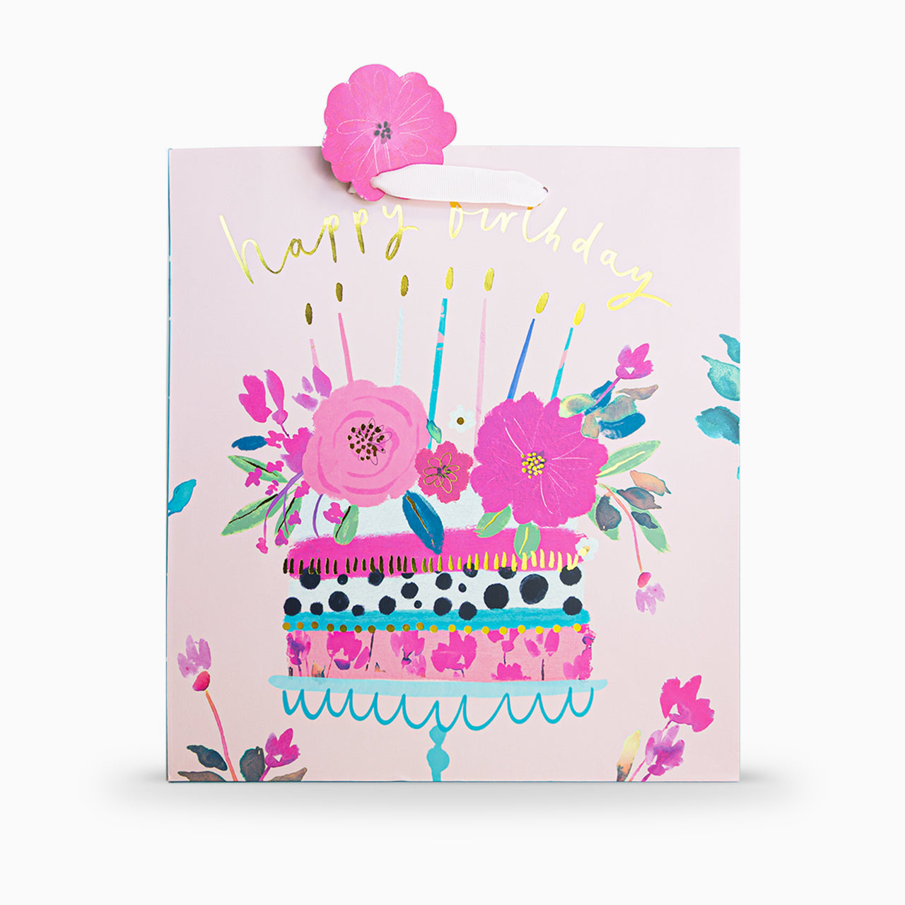 Gift Bag-WGB13LB - Pink Cake Birthday Large Gift Bag-Whistlefish