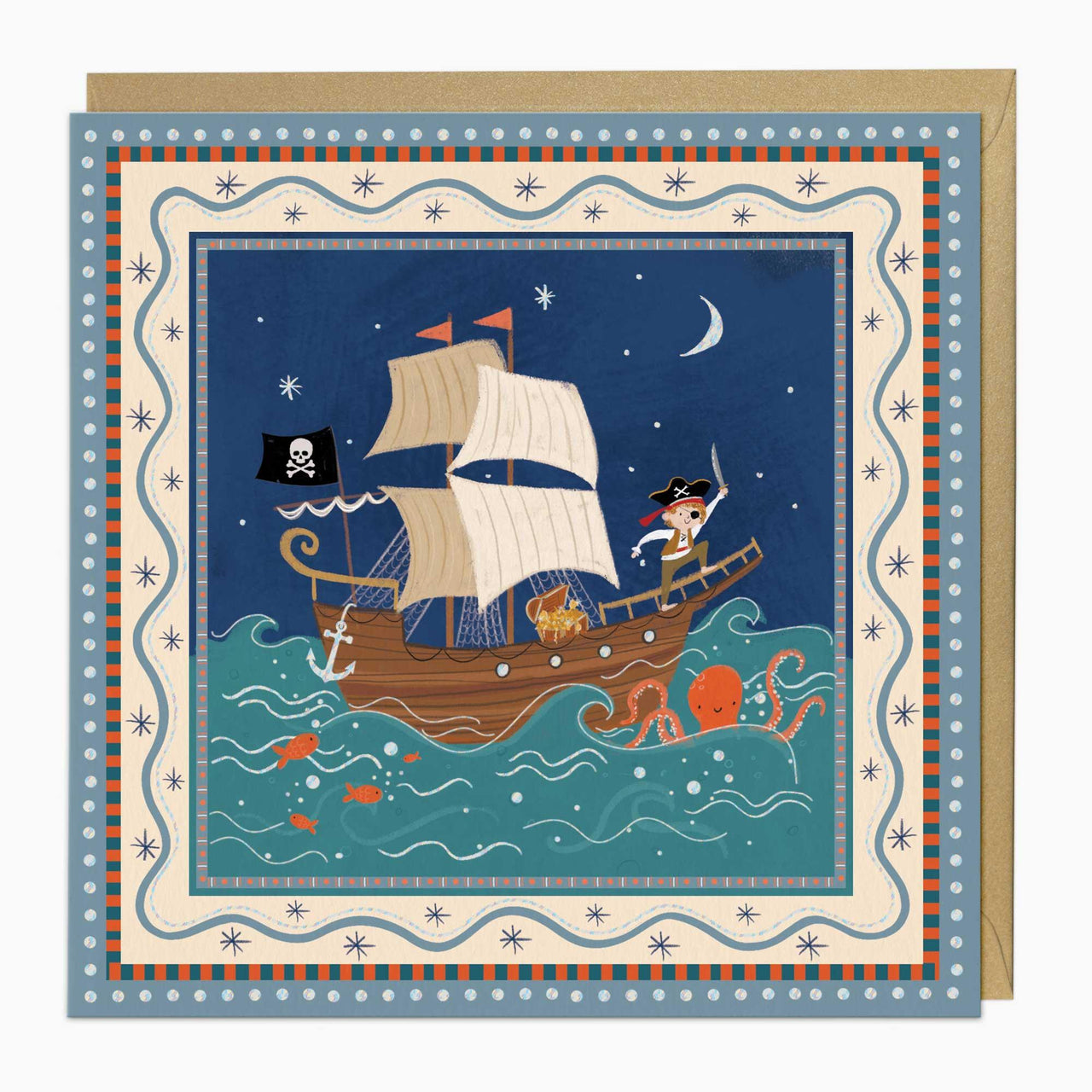 Greeting Card-G227 - Pirate Ship Art Card-Whistlefish