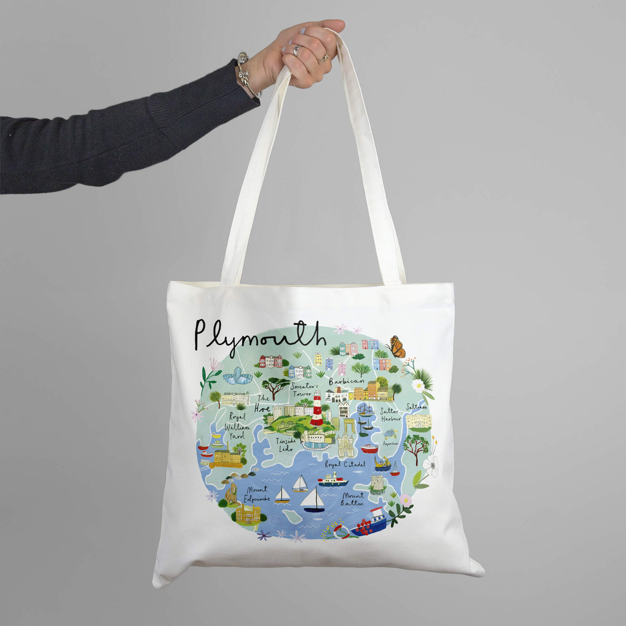 Tote Bag - CR12TB - Plymouth Map Tote Bag - Plymouth Map Tote Bag - Whistlefish