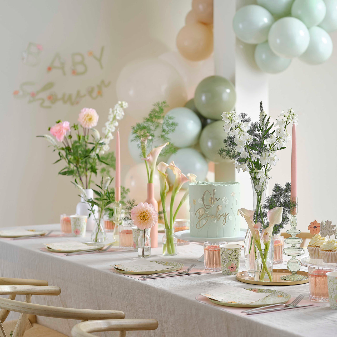 Cake Topper - FLB-105 - Pressed Flower Baby Shower Cake Topper - Pressed Flower Baby Shower Cake Topper - Whistlefish