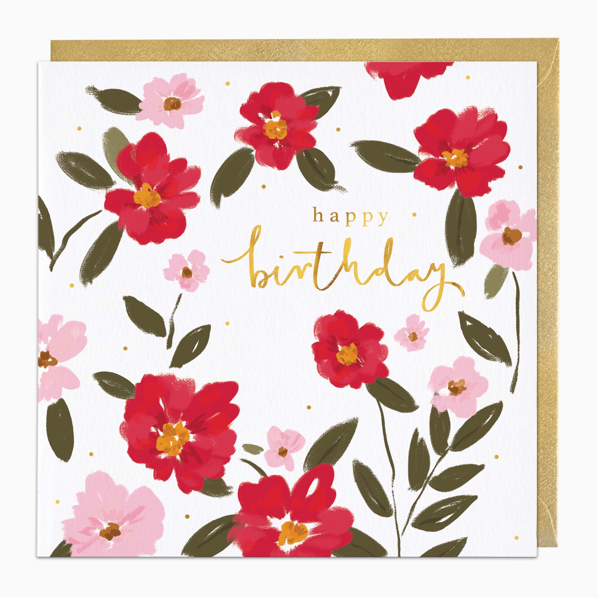 Greeting Card-H087 - Red Flowers Birthday Card-Whistlefish