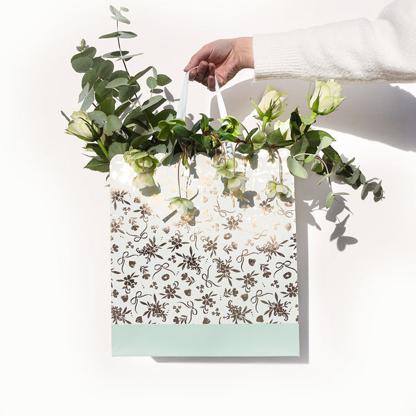 Gift Bag-RB01LB - Regal Gold Bloom Large Scallop Gift Bag-Whistlefish