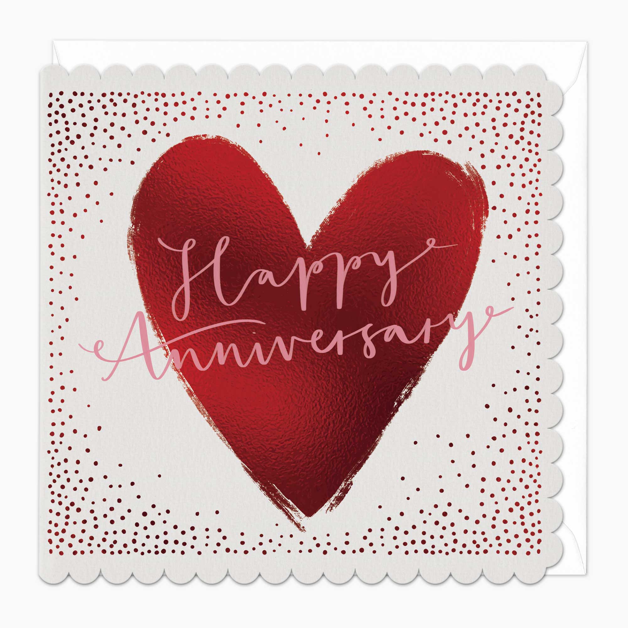 Greeting Card - F519 - Romantic Red Anniversary Scalloped Card - Romantic Red Anniversary Scalloped Card - Whistlefish