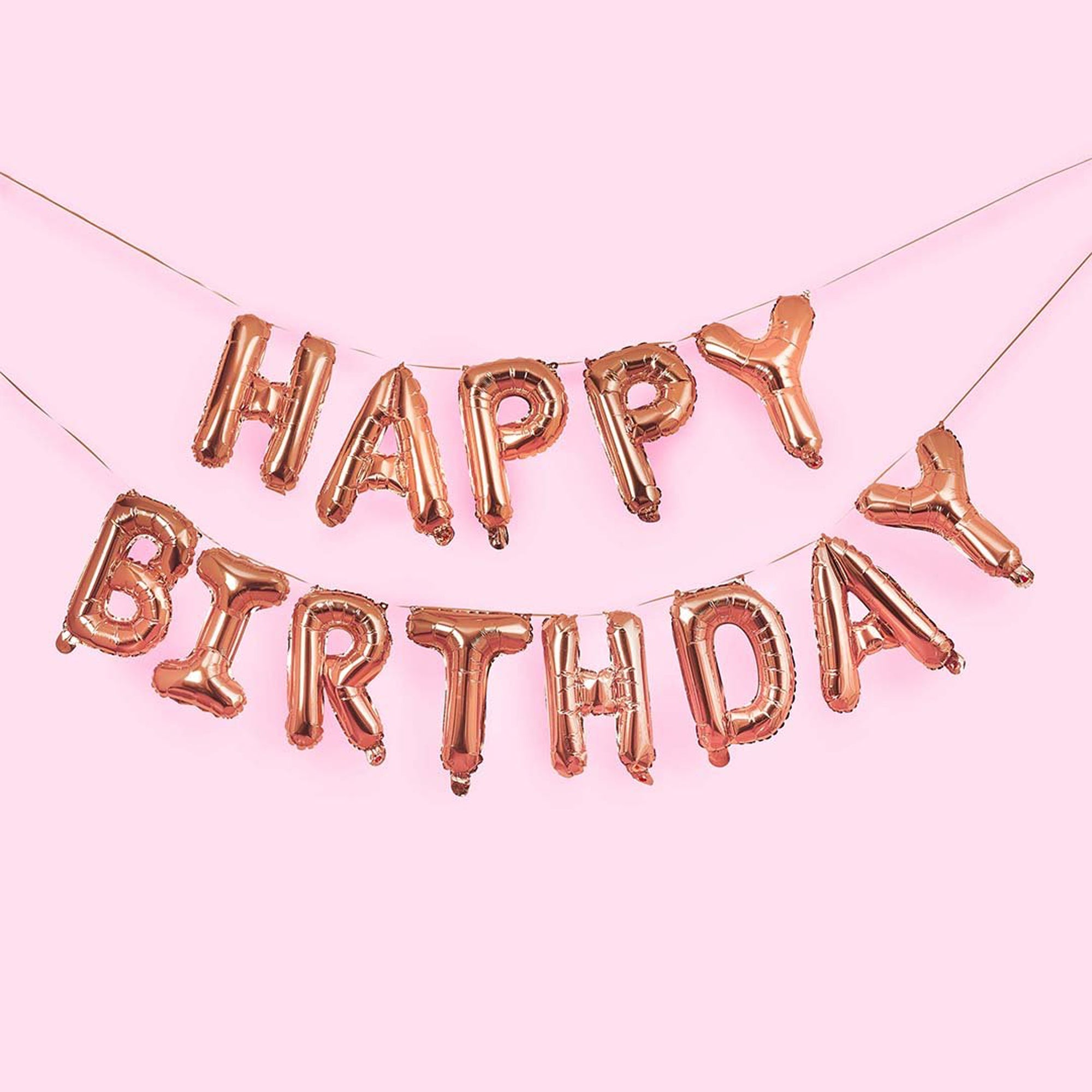Balloon Bunting-HBGP162 - Rose Gold Happy Birthday Balloon Bunting-Hootyballoo