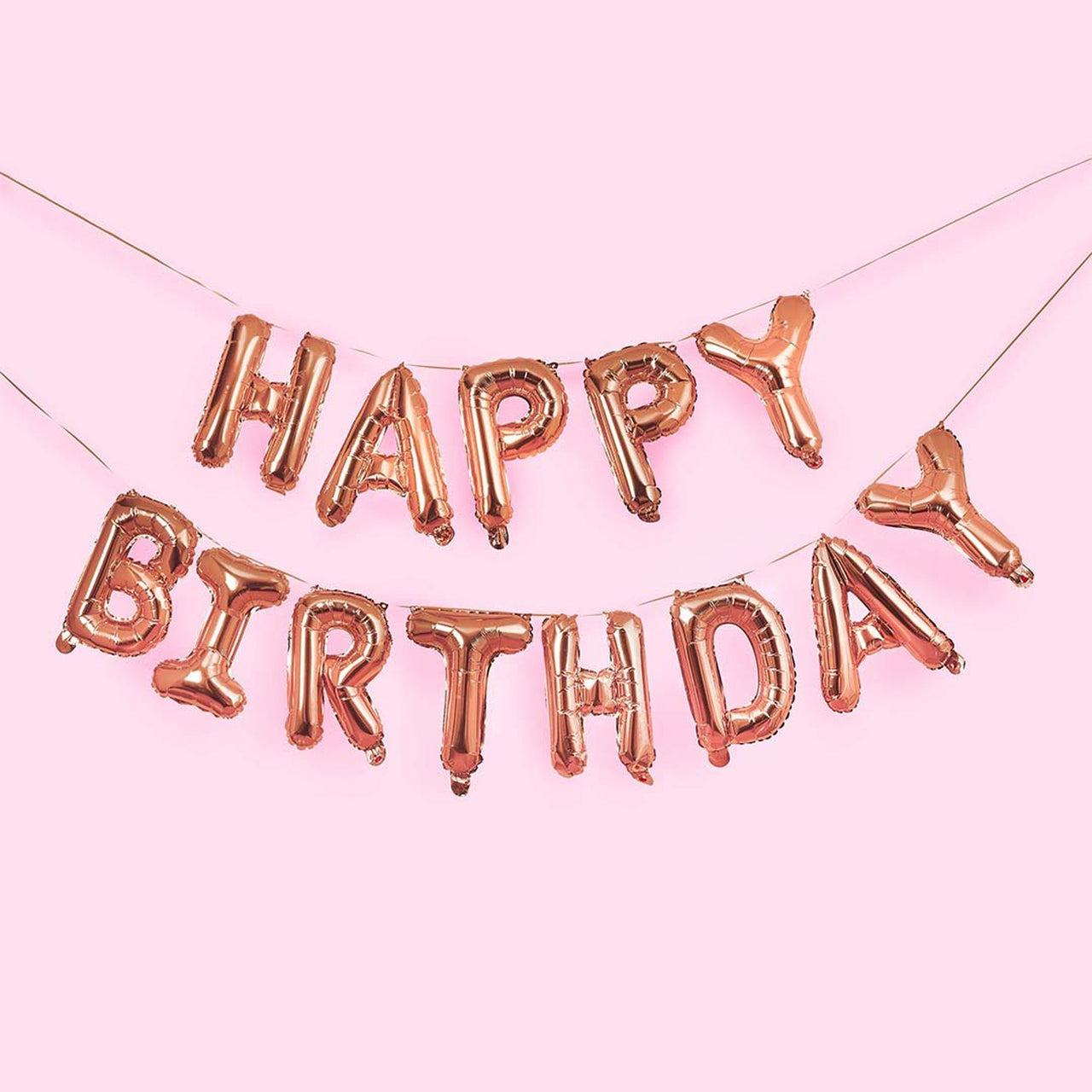 Balloon Bunting-HBGP162 - Rose Gold Happy Birthday Balloon Bunting-Hootyballoo