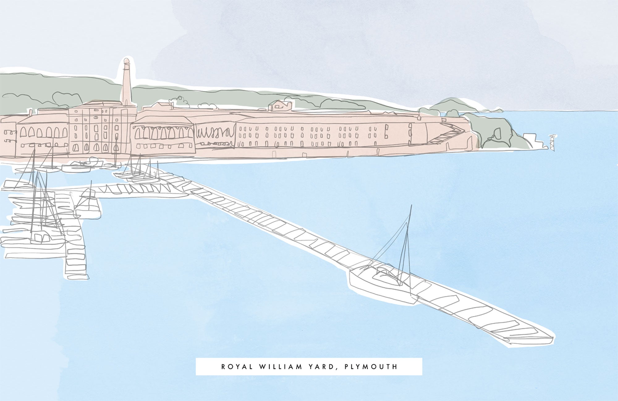 Print - WF977P - Royal William Yard Harbour Art Print - Royal William Yard Harbour Art Print - Whistlefish