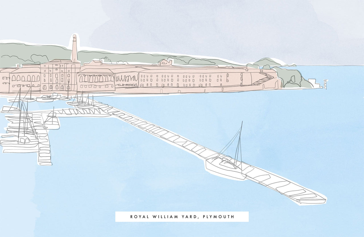 Print - WF977P - Royal William Yard Harbour Art Print - Royal William Yard Harbour Art Print - Whistlefish