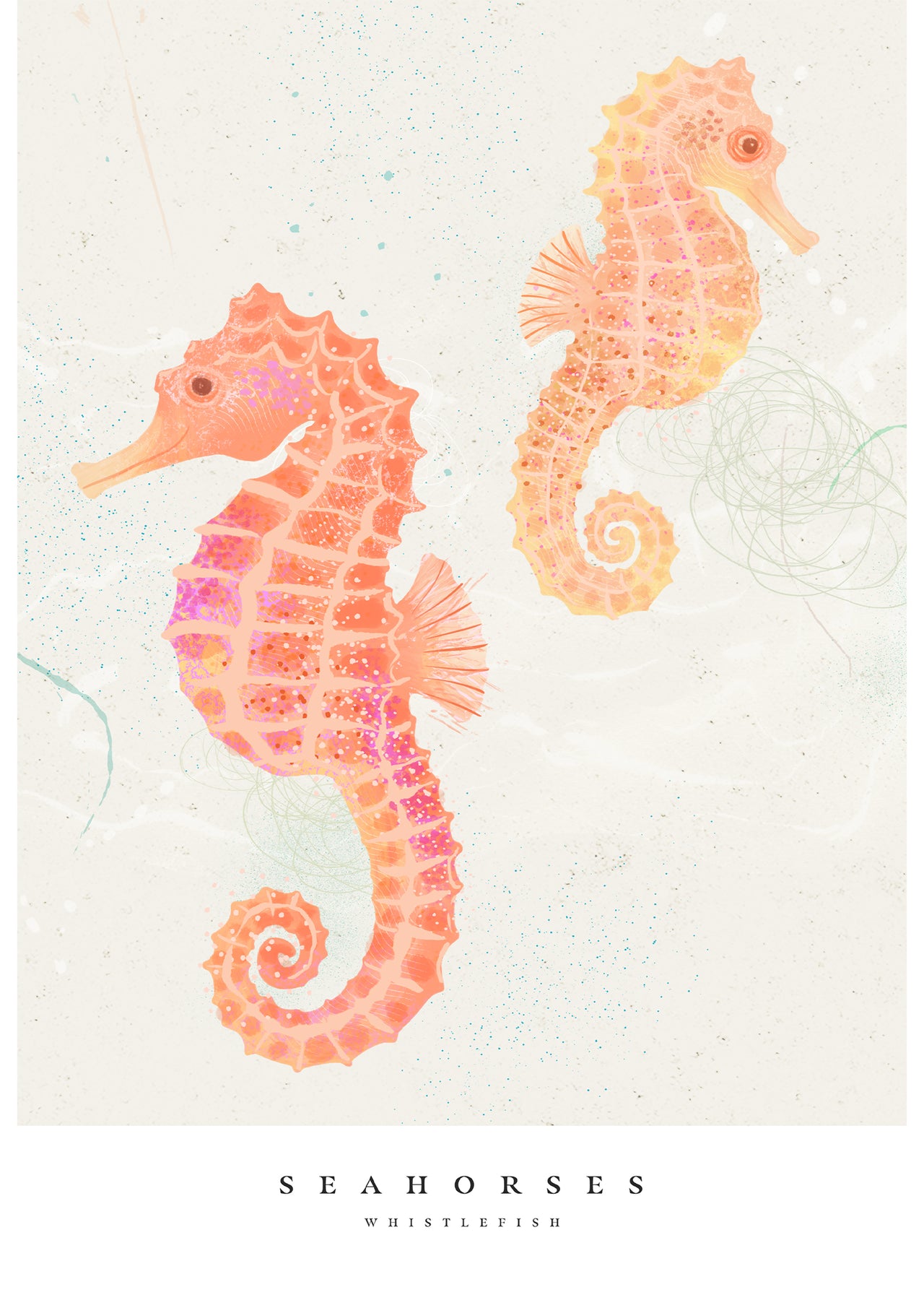 Print-WF1093P - Seagrass Seahorses Large Art Print-Whistlefish