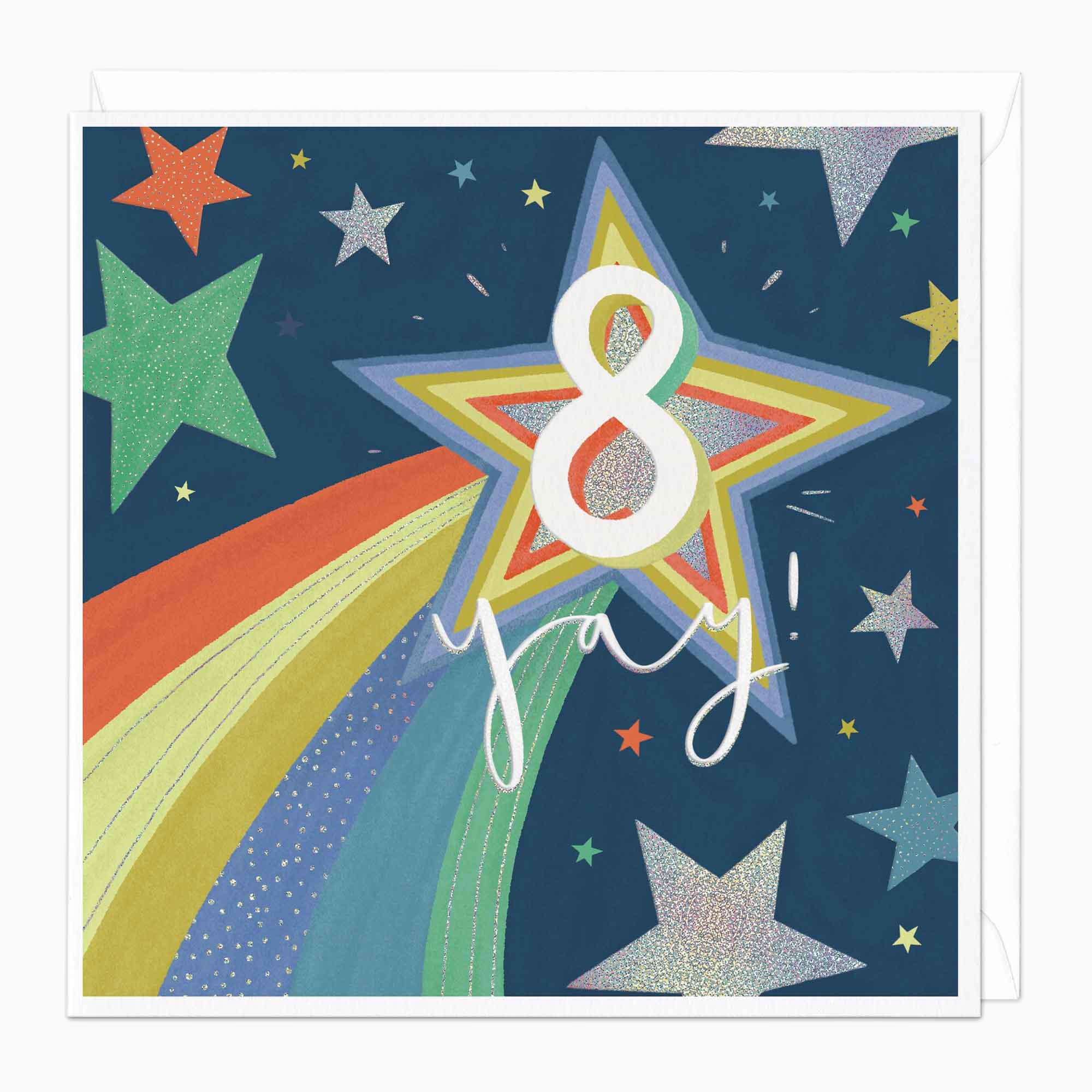Greeting Card-F264 - Shooting Star 8th Birthday Card-Whistlefish
