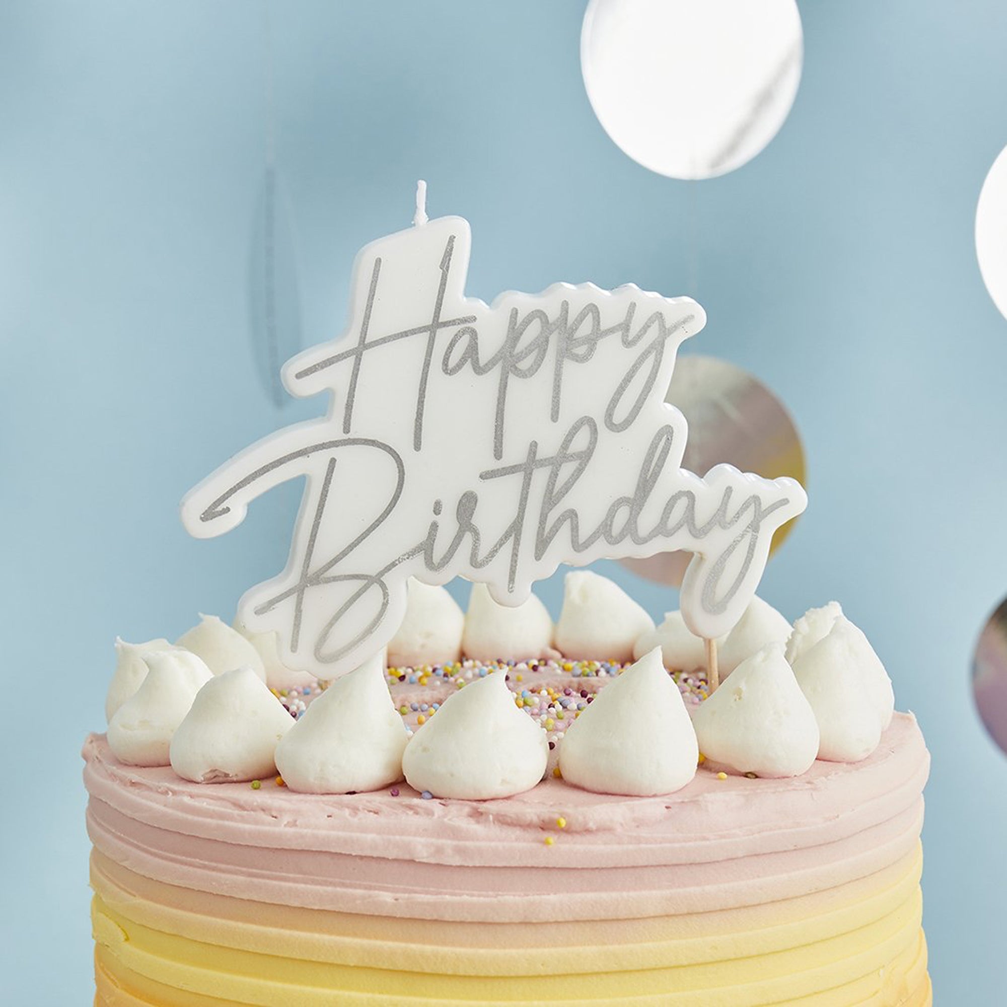 Party Candle-HBWC154 - Silver Happy Birthday Candle-Hootyballoo