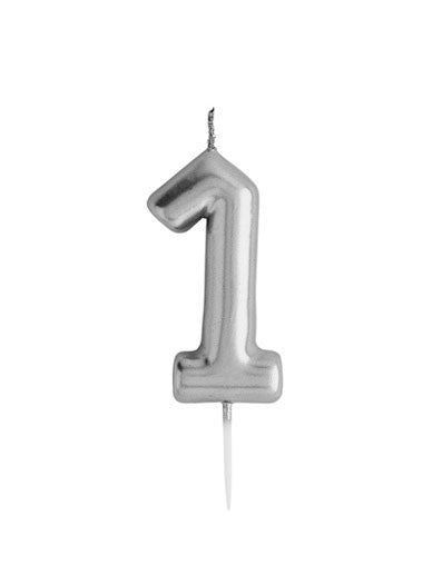 Party Candle-HBMM192 - Silver Number 1 Candle-Hootyballoo